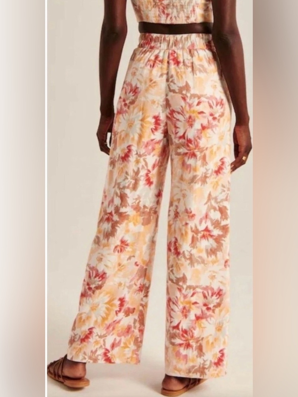 Abercrombie & Fitch Floral Linen Blend Wide Leg Pants M - Picture 2 of 9